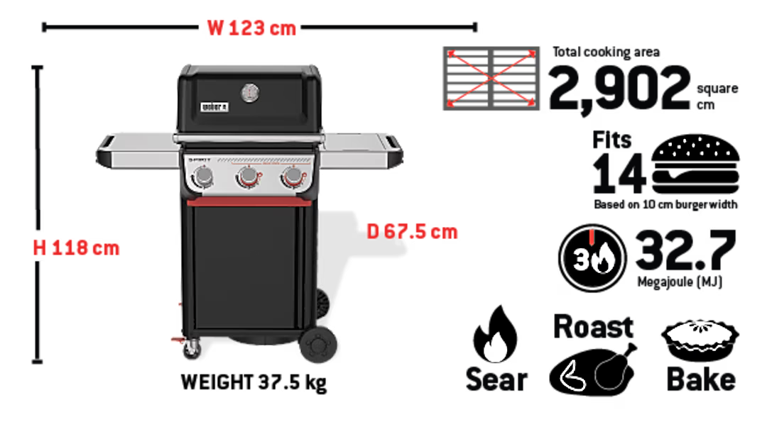 Spirit E-325 Black Barbeque LPG