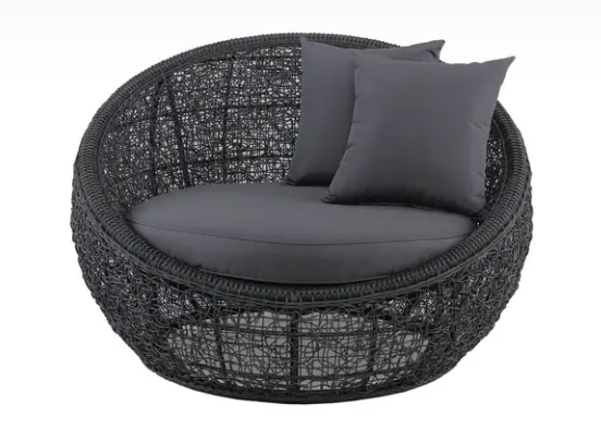 Castaway 120cm Round Day Bed - Black Wicker