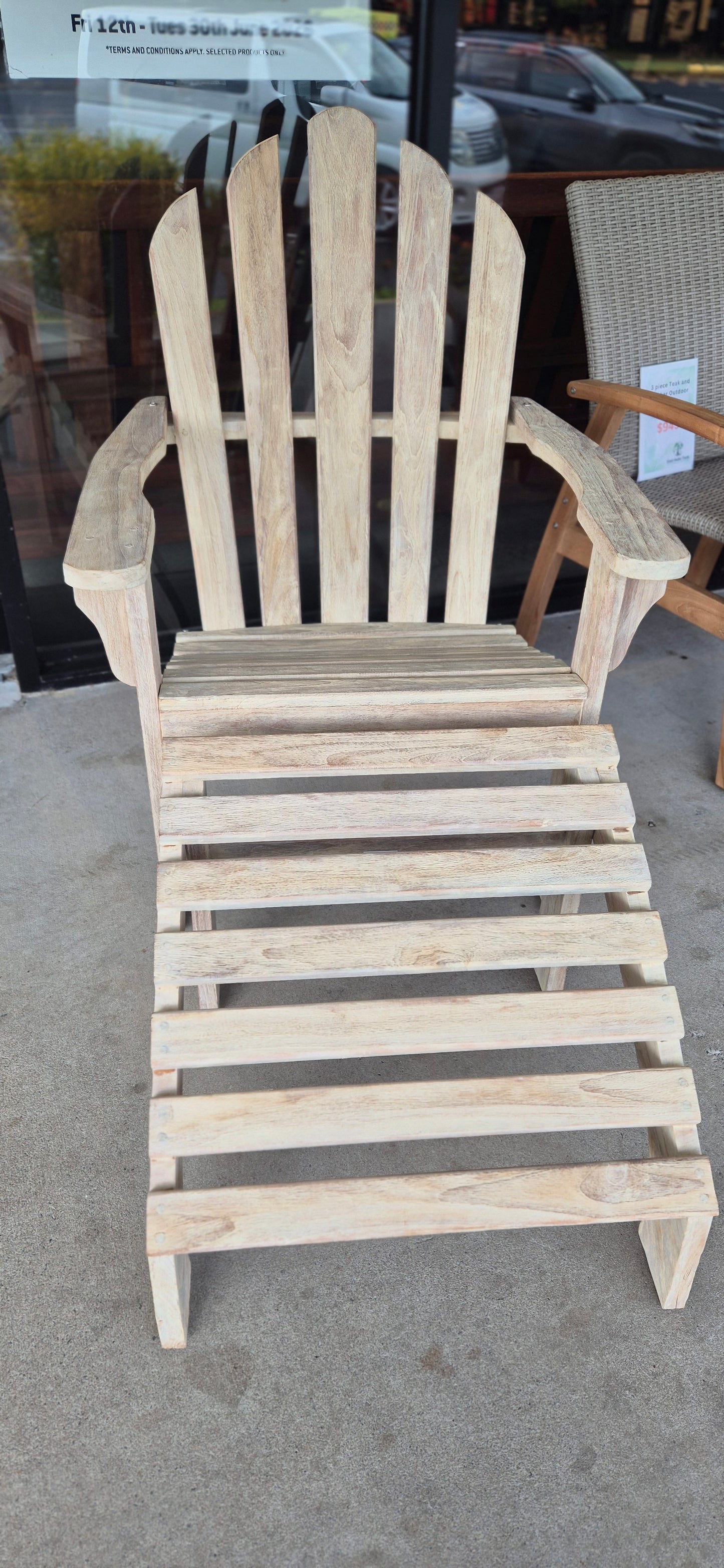 Adirondack Chair White with Stool - SALE